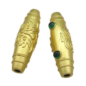 Copper Rice Beads Large Hole Unfade Gold Plated, approx 17-60mm, 5mm hole [FD13704]