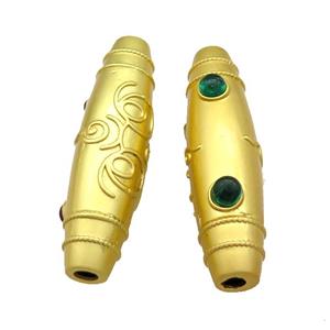 Copper Rice Beads Large Hole Unfade Gold Plated, approx 17-60mm, 5mm hole [FD13708]