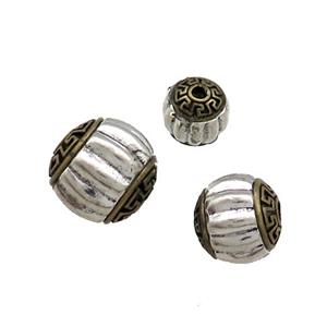 Tibetan Style Copper Round Beads Antique Silver Bronze, approx 11mm [FD13712-11MM]