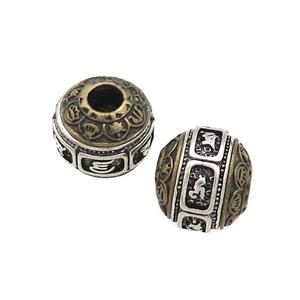Tibetan Style Copper Round Beads Large Hole Antique Bronze Silver, approx 12mm, 4mm hole [FD13715]
