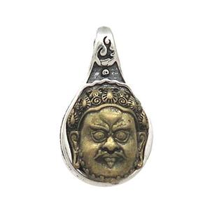 Tibetan Style Copper Buddha Pendant Antique Bronze Silver, approx 14mm [FD13720]