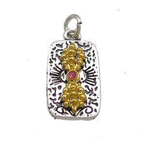 Tibetan Style Copper Vajra Pestle Pendant Rectangle Antique Silver Gold, approx 11-18.5mm [FD13722]