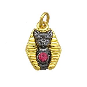 Copper Cat Charms Pendant Pave Rhinestone Gold Black Plated, approx 11-15mm [FD13725]