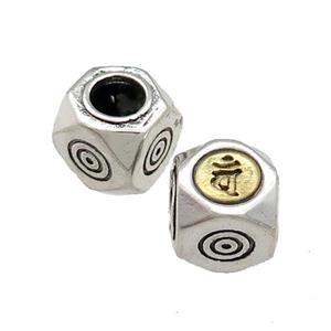 Tibetan Style Chinese Lucky Beads Copper Cube Antique Silver Gold, approx 10mm, 5mm hole [FD13732]