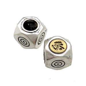 Tibetan Style Chinese Lucky Beads Copper Cube Antique Silver Gold, approx 10mm, 5mm hole [FD13735]