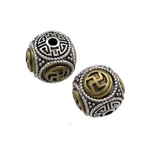 Tibetan Style Copper Round Beads Buddhist Antique Silver Bronze, approx 12mm [FD13742]