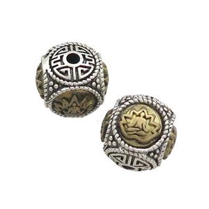 Tibetan Style Copper Round Beads Buddhist Meditation Antique Silver Bronze, approx 12mm [FD13745]