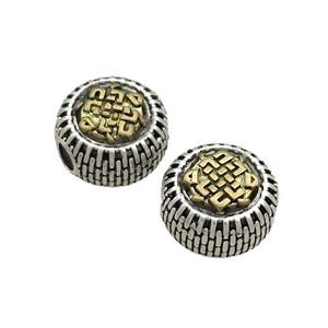 Tibetan Style Chinese Auspicious Eight Treasures Beads Coin Large Hole Antique Silver Bronze, approx 11.5mm, 3mm hole [FD13753]