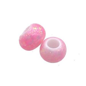 White Resin Rondelle Beads Pave Pink Fire Opal Large Hole Smooth, approx 9-9.5mm, 3mm hole [FD13765]