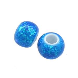 White Resin Rondelle Beads Pave Blue Fire Opal Large Hole Smooth, approx 10.5-11mm, 4mm hole [FD13775]