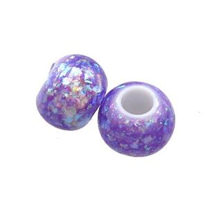 White Resin Rondelle Beads Pave Purple Fire Opal Large Hole Smooth, approx 10.5-11mm, 4mm hole [FD13776]