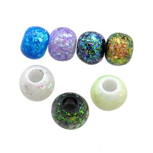 Resin Rondelle Beads Pave Fire Opal Large Hole Smooth Mixed Color, approx 10.5-11mm, 4mm hole [FD13781]