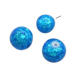 White Resin Beads Pave Blue Fire Opal Smooth Round, approx 13mm, half hole [FD13783-13MM]
