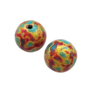 Wood Beads Rainbow Painted Smooth Round, approx 11mm dia [FD13787]