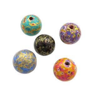 Wood Beads Painted Smooth Round Mixed Color, approx 11mm dia [FD13793]