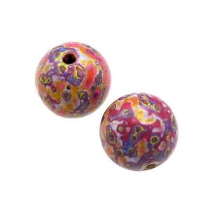 Wood Beads Purple Multicolor Smooth Round, approx 10-11mm dia [FD13799]
