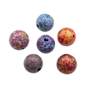 Wood Beads Painted Smooth Round Mixed Color, approx 10-11mm dia [FD13800]