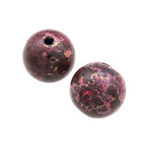 Wood Beads DarkRed Painted Smooth Round, approx 12-13mm dia [FD13801]