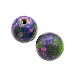 Wood Beads Multicolor Painted Smooth Round, approx 12-13mm dia [FD13803]