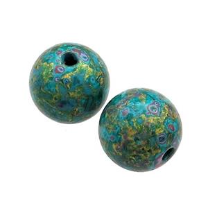 Wood Beads Teal Painted Smooth Round, approx 12-13mm dia [FD13804]