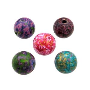 Wood Beads Painted Smooth Round Mixed Color, approx 12-13mm dia [FD13806]