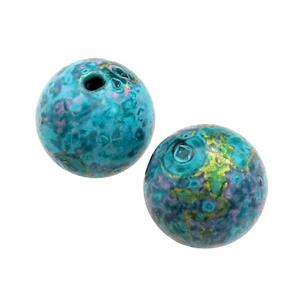 Wood Beads Teal Painted Smooth Round, approx 14-16mm dia [FD13807]