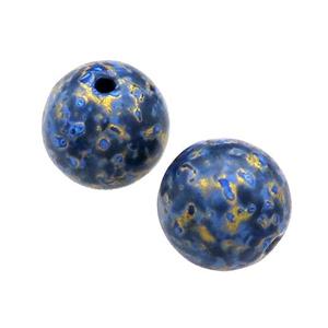Wood Beads Blue Painted Smooth Round, approx 14-16mm dia [FD13809]
