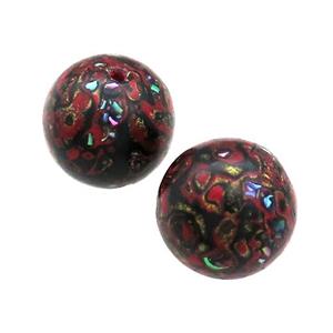 Wood Beads Black Red Painted Smooth Round, approx 14-16mm dia [FD13812]