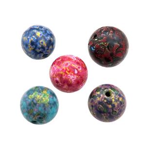 Wood Beads Painted Smooth Round Mixed Color, approx 14-16mm dia [FD13813]