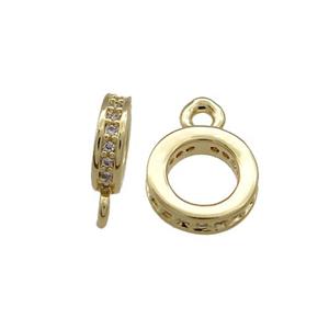 Copper Bail Pave Zircon 18K Gold, approx 8mm [FD13859]