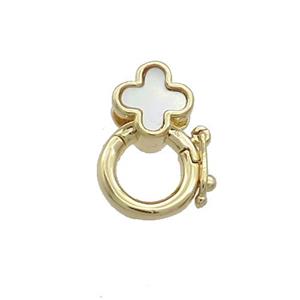 Copper Bail Pave Shell Cross 18K Gold, approx 8mm, 9mm, 3mm hole [FD13862]