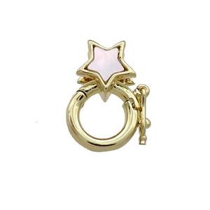 Copper Bail Pave Shell Star 18K Gold, approx 8mm, 9mm, 3mm hole [FD13863]