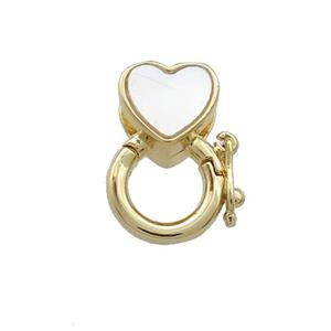 Copper Bail Pave Shell Heart 18K Gold, approx 8mm, 9mm, 3mm hole [FD13864]