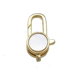 Copper Lobster Clasp Pave Shell 18K Gold, approx 10-18mm [FD13865]