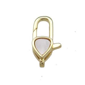 Copper Lobster Clasp Pave Shell 18K Gold, approx 10-18mm [FD13866]