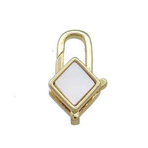 Copper Lobster Clasp Pave Shell 18K Gold, approx 10-18mm [FD13869]