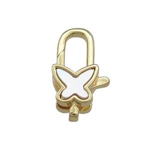 Copper Lobster Clasp Pave Shell Butterfly 18K Gold, approx 10-18mm [FD13871]