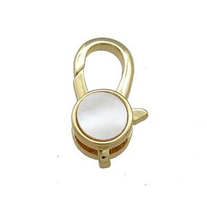 Copper Lobster Clasp Pave Shell 18K Gold, approx 10-18mm [FD13872]
