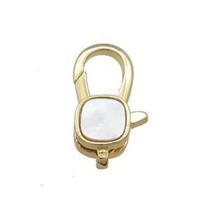 Copper Lobster Clasp Pave Shell 18K Gold, approx 10-18mm [FD13873]