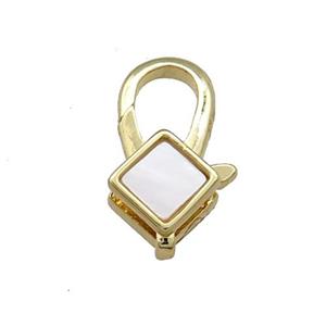 Copper Lobster Clasp Pave Shell 18K Gold Plated, approx 10-18mm [FD13874]