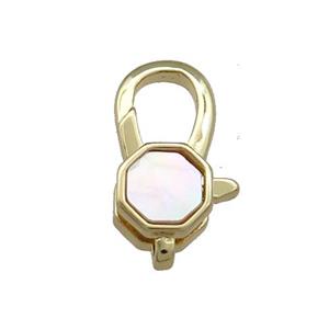 Copper Lobster Clasp Pave Shell 18K Gold Plated, approx 10-18mm [FD13875]