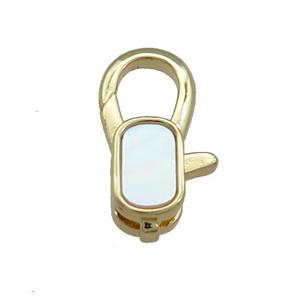 Copper Lobster Clasp Pave Shell 18K Gold Plated, approx 10-18mm [FD13876]