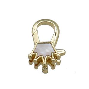Copper Lobster Clasp Pave Shell Crown 18K Gold Plated, approx 10-18mm [FD13877]