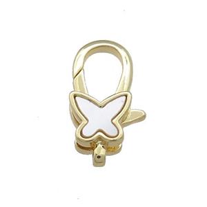 Copper Lobster Clasp Pave Shell Butterfly 18K Gold Plated, approx 10-18mm [FD13878]