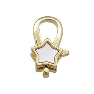 Copper Lobster Clasp Pave Shell Star 18K Gold Plated, approx 10-18mm [FD13880]