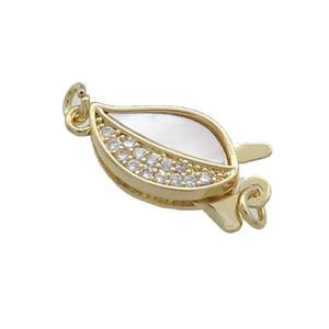 Copper Slider Clasp Pave Shell Zircon 18K Gold Plated, approx 8-18mm [FD13892]