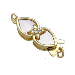 Copper Slide Clasp Pave Shell Zircon 18K Gold Plated, approx 8-20mm [FD13894]