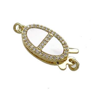 Copper Slide Clasp Pave Shell Zircon 18K Gold Plated, approx 8-20mm [FD13895]