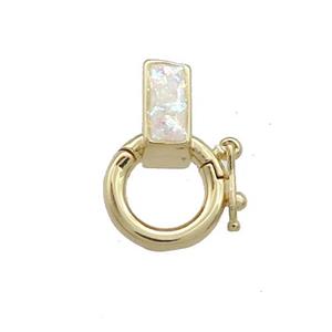 Copper Bail Pave White Fire Opal 18K Gold, approx 7mm, 9mm, 3mm hole [FD13904]
