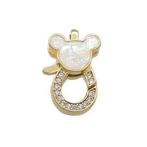 Copper Lobster Clasp Pave Fire Opal Zircon 18K Gold, approx 10-17mm [FD13909]